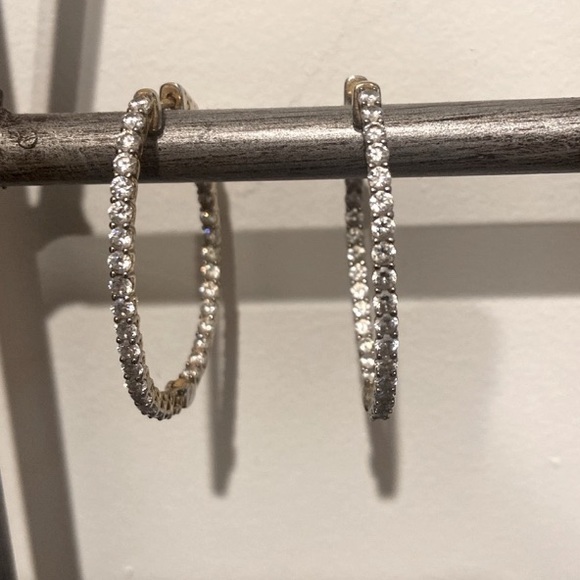 Sterling /CZ Hoops - Picture 4 of 7
